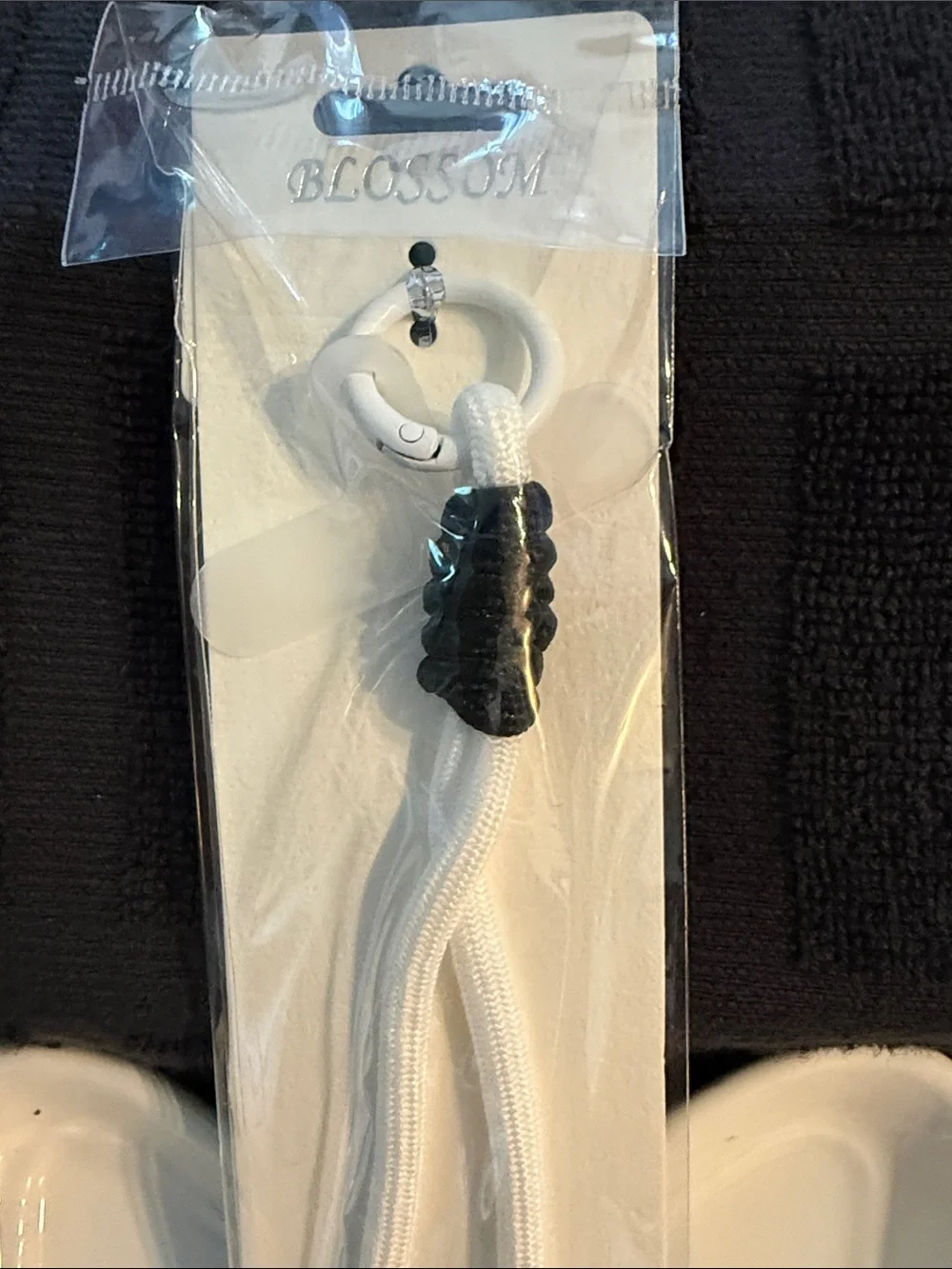 White Key & Card Lanyard with Black Accent